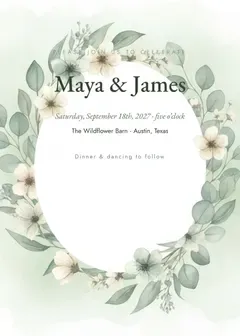 Invitation made with the VowPetal invitation maker